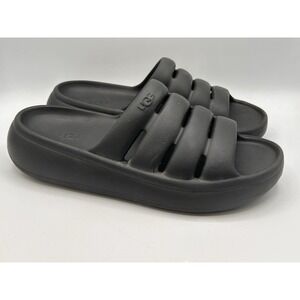 UGG Womens Black Sport Yeah Slip On Rubber Flats Size 7 Slides Slippers